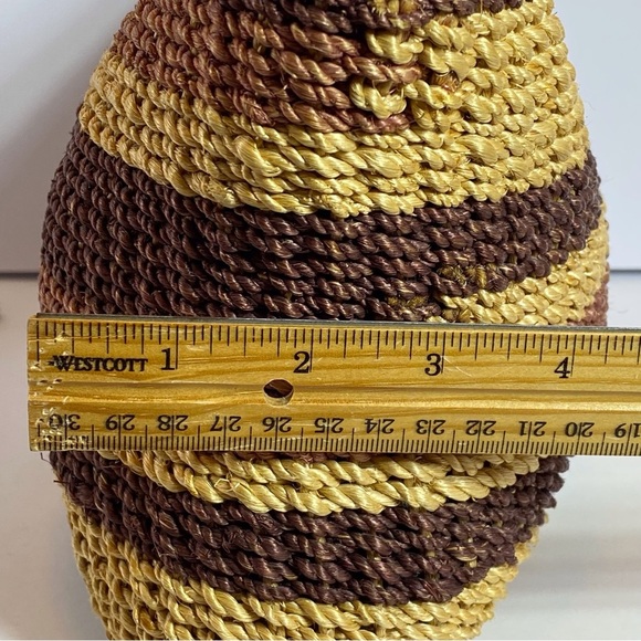 Striped Brown and Yellow Woven Clutch - Picture 7 of 8